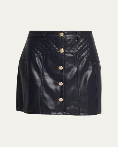 Cinq À Sept Claudia Quilted Vegan Leather Mini Skirt In Blue