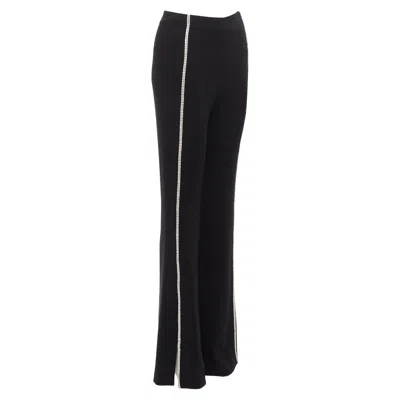 Cinq À Sept Cinq A Sept Clear Strass Crystal Trim High Waisted Re Slpants In Black