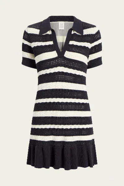 CINQ À SEPT CLEMENTINE KNIT POLO DRESS IN NAVY IVORY