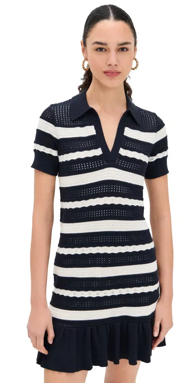 Cinq À Sept Clementine Knit Polo Dress In Navy Ivory In Navy/ivory