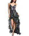 Cinq À Sept Coastal Floral Lurex Glenda Silk-blend Gown In Black