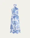 Cinq À Sept Costal Bouquet Coli Dress In Endless Sky Multi In Blue
