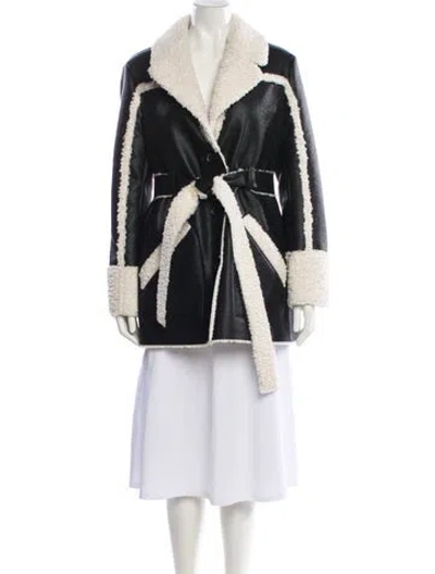Pre-owned Cinq À Sept Colorblock Pattern Coat In Black