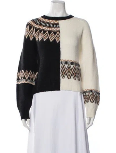 Pre-owned Cinq À Sept Colorblock Pattern Crew Neck Sweater In Multicolor