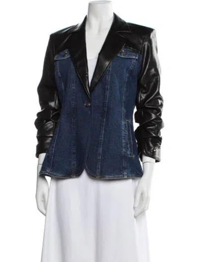 Pre-owned Cinq À Sept Colorblock Pattern Denim Jacket In Blue