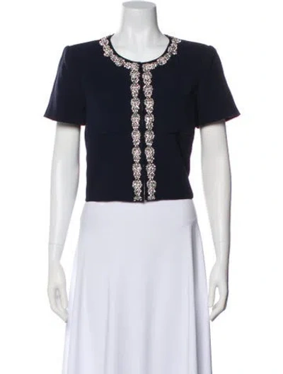 Pre-owned Cinq À Sept Colorblock Pattern Evening Jacket In White
