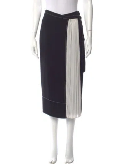 Pre-owned Cinq À Sept Colorblock Pattern Midi Length Skirt In Blue