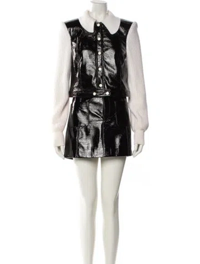 Pre-owned Cinq À Sept Colorblock Pattern Skirt Set In Black