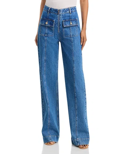 Cinq À Sept Cinq A Sept Coraline Mid Rise Wide-leg Jeans In Salt Breeze In Blue