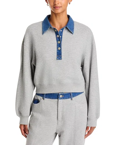 Cinq À Sept Cinq A Sept Corenna Denim Collar Pullover Sweatshirt In Gray