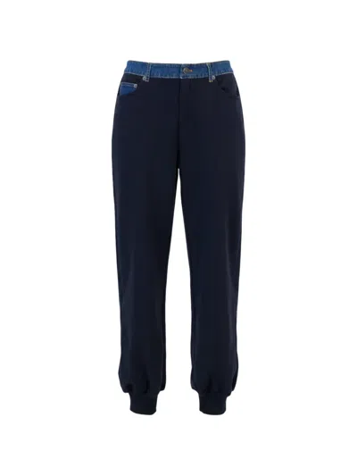 Cinq À Sept Corenna Denim-waistband Trousers In Blue