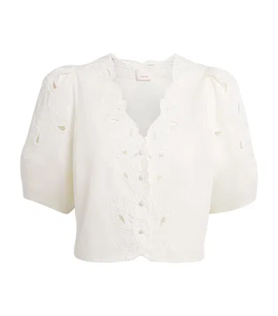 Cinq À Sept Cinq A Sept Cotton Poplin Paisley Bloom Bellara Top In White