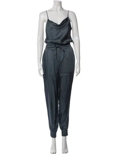Pre-owned Cinq À Sept Cowl Neck Jumpsuit In Blue