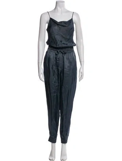 Pre-owned Cinq À Sept Cowl Neck Jumpsuit In Blue