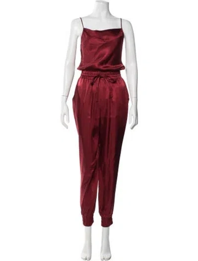 Pre-owned Cinq À Sept Cowl Neck Jumpsuit In Red
