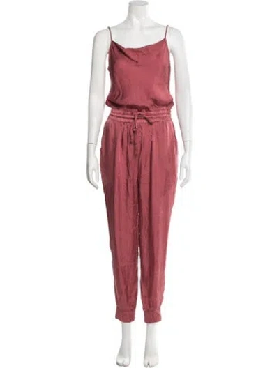 Pre-owned Cinq À Sept Cowl Neck Jumpsuit In Red