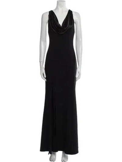Pre-owned Cinq À Sept Cowl Neck Long Dress In Black