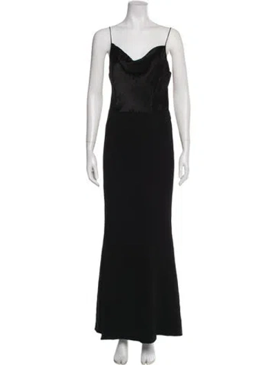 Pre-owned Cinq À Sept Cowl Neck Long Dress In Black