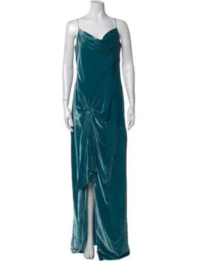 Pre-owned Cinq À Sept Cowl Neck Long Dress In Blue