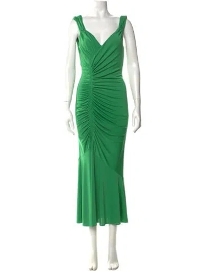 Pre-owned Cinq À Sept Cowl Neck Long Dress In Green