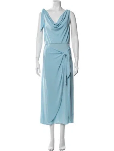 Pre-owned Cinq À Sept Cowl Neck Midi Length Dress In Blue