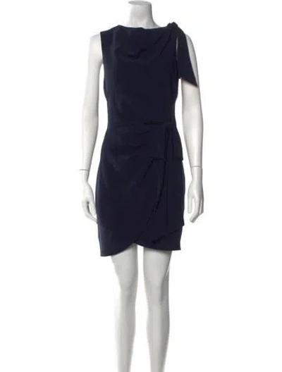 Pre-owned Cinq À Sept Cowl Neck Mini Dress In Blue