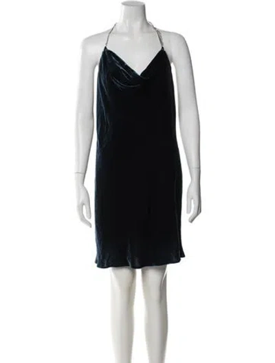 Pre-owned Cinq À Sept Cowl Neck Mini Dress In Blue