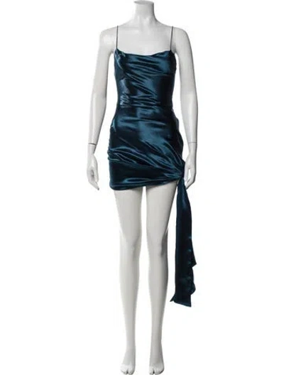 Pre-owned Cinq À Sept Cowl Neck Mini Dress In Green