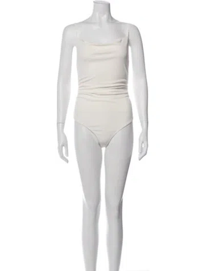 Pre-owned Cinq À Sept Cowl Neck Sleeveless Bodysuit In White