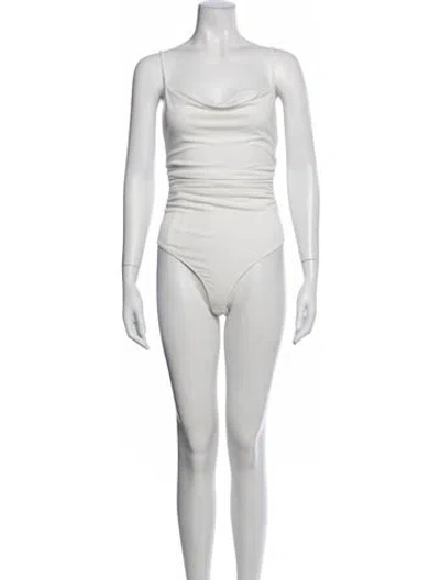 Pre-owned Cinq À Sept Cowl Neck Sleeveless Bodysuit In White