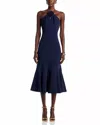 Cinq À Sept Jennie Crepe Flower Midi Halter Dress In Blue