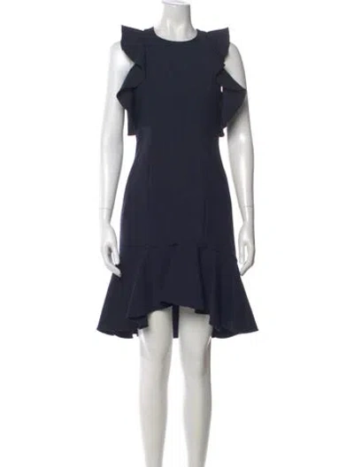 Pre-owned Cinq À Sept Crew Neck Knee-length Dress In Blue