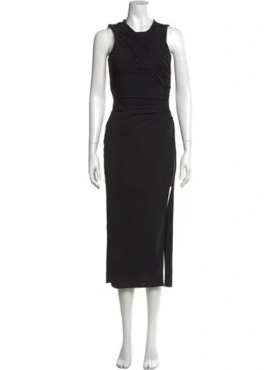 Pre-owned Cinq À Sept Crew Neck Long Dress In Black