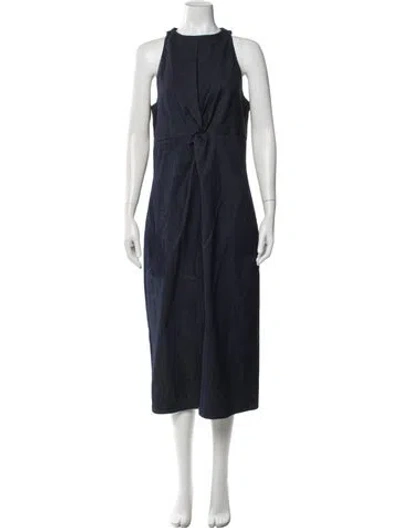 Pre-owned Cinq À Sept Crew Neck Long Dress In Blue
