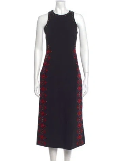 Pre-owned Cinq À Sept Crew Neck Long Dress In Blue