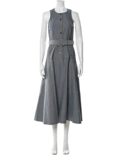 Pre-owned Cinq À Sept Crew Neck Long Dress In Blue