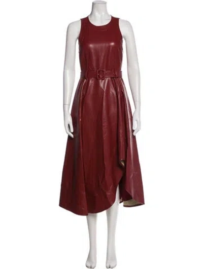 Pre-owned Cinq À Sept Crew Neck Long Dress In Brown