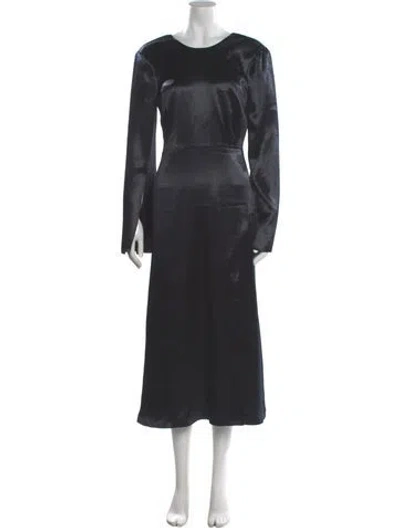 Pre-owned Cinq À Sept Crew Neck Long Dress In Gray