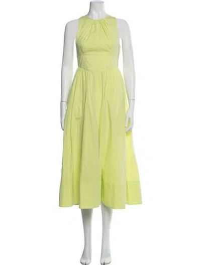 Pre-owned Cinq À Sept Crew Neck Long Dress In Green