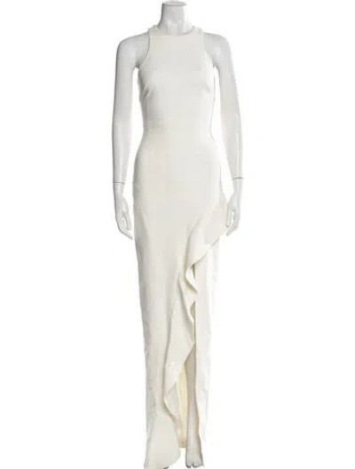Pre-owned Cinq À Sept Crew Neck Long Dress In Neutral