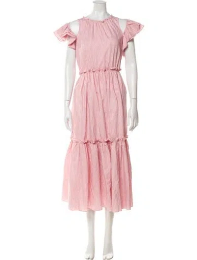 Pre-owned Cinq À Sept Crew Neck Long Dress In Pink