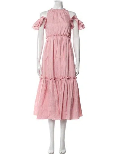 Pre-owned Cinq À Sept Crew Neck Long Dress In Pink