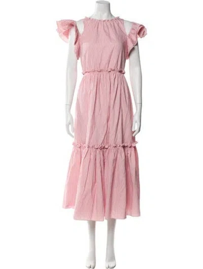Pre-owned Cinq À Sept Crew Neck Long Dress In Pink
