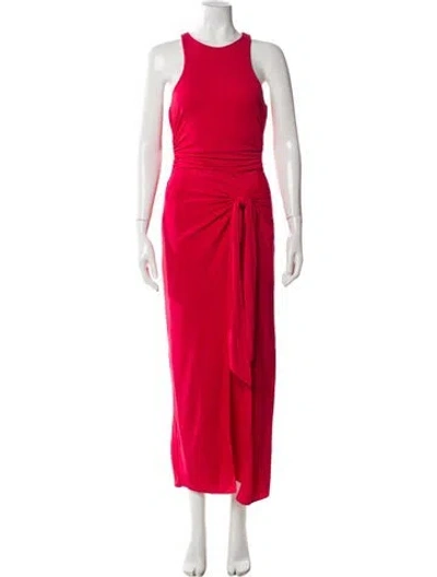 Pre-owned Cinq À Sept Crew Neck Long Dress In Red