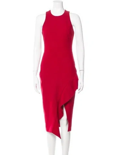 Pre-owned Cinq À Sept Crew Neck Long Dress In Red