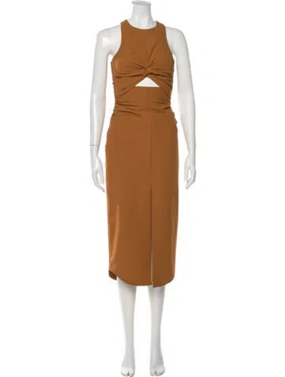 Pre-owned Cinq À Sept Crew Neck Long Dress W/ Tags In Brown