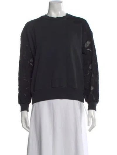 Pre-owned Cinq À Sept Crew Neck Long Sleeve Sweatshirt In Black