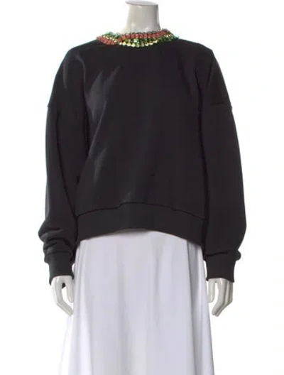 Pre-owned Cinq À Sept Crew Neck Long Sleeve Sweatshirt In Black