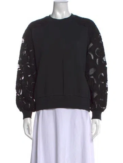 Pre-owned Cinq À Sept Crew Neck Long Sleeve Sweatshirt In Black