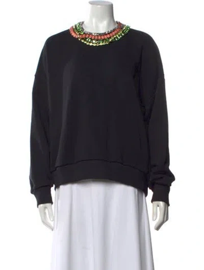 Pre-owned Cinq À Sept Crew Neck Long Sleeve Sweatshirt In Black